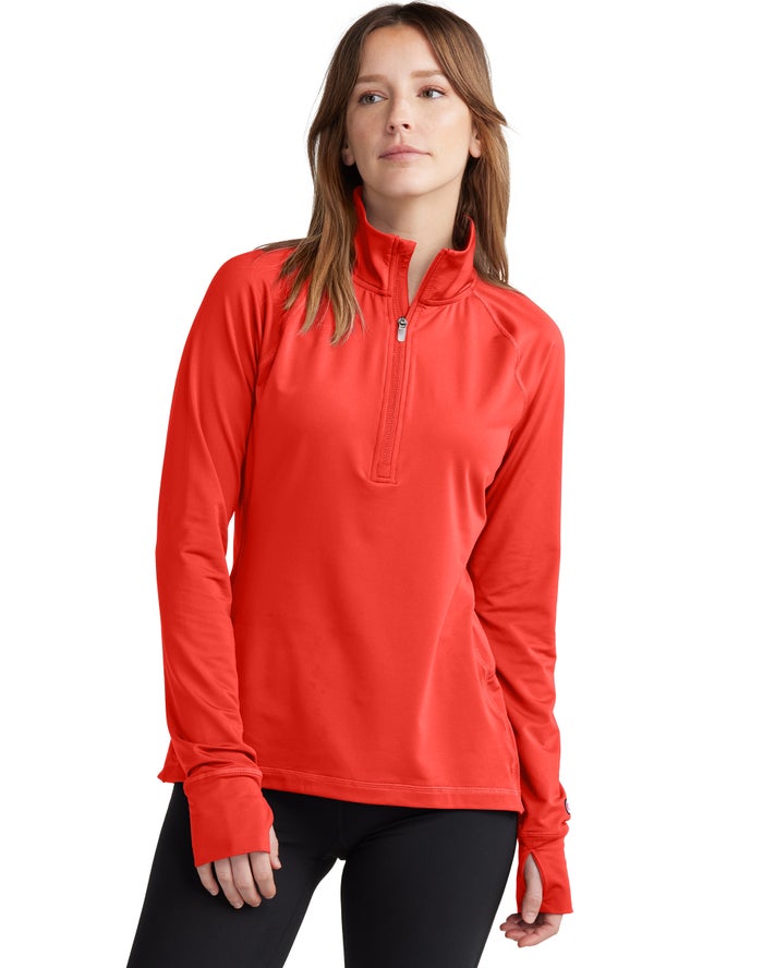 Champion Absolute 1/2 Zip Mock Neck Orange Sweatshirt Womens - South Africa KATUPC625